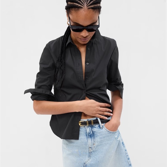 Gap black button up slim shirt - Picture 1 of 9
